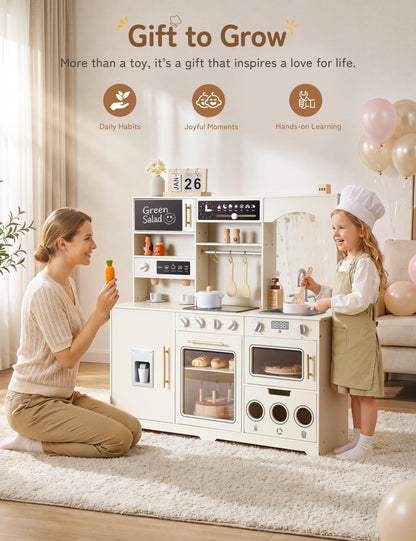 besrey Wooden Play Kitchen Set for Kids with Real Lights and Sounds 🍁 All In One Marketplace Canada