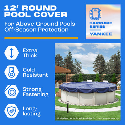 Winter Pool Cover 18 ft Round for Above Ground | Extra Thick & Durable Above-Ground Pool Cover | Sapphire Series of Premium Cold- and UV-Resistant Pool Cover | by Yankee Pool Pillow 🍁 All In One Marketplace Canada