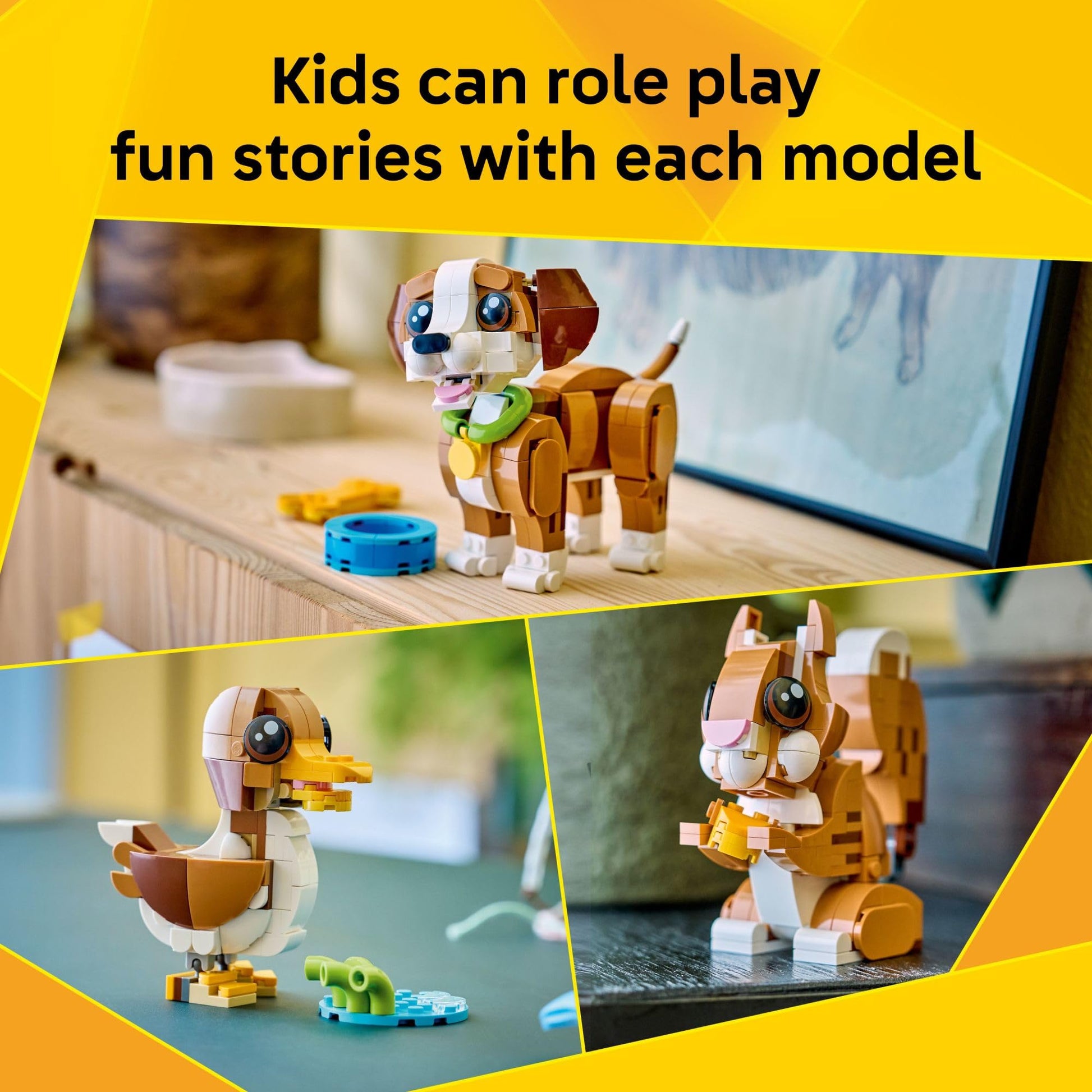 LEGO Creator 3 in 1 Cute Animals: Playful Puppy Dog Building Toy for Girls & Boys - Build a Pretend Play Dog, Squirrel, or Duck Toy - Gift Idea for Kids, Ages 8+ - 31382 LEGO