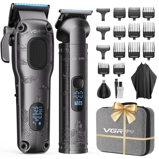 VGRPRO Hair Clippers for Men Professional, Cordless Hair Clippers for Hair Cutting, Mens Clippers and Trimmers Set, Electric Hair Trimmer for Men with Package Case (Gray) - Available at All In One Marketplace Canada