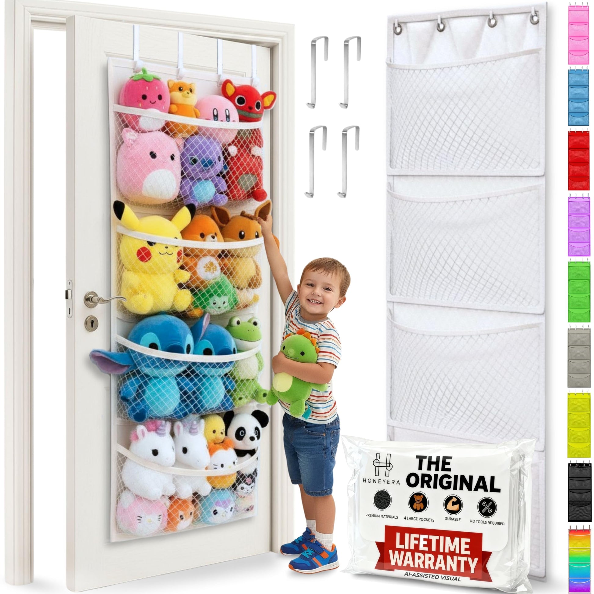 The Original Stuffed Animal Storage (Patent Pending) - Over Door Organizer for Stuffies, Baby Accessories, Toy Plush Storage / Hammock Hanging Storage Net Big Girls Toddler Large Bag Animals stuffy