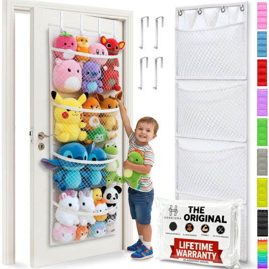 The Original Stuffed Animal Storage (Patent Pending) - Over Door Organizer for Stuffies, Baby Accessories, Toy Plush Storage / Hammock Hanging Storage Net Big Girls Toddler Large Bag Animals stuffy