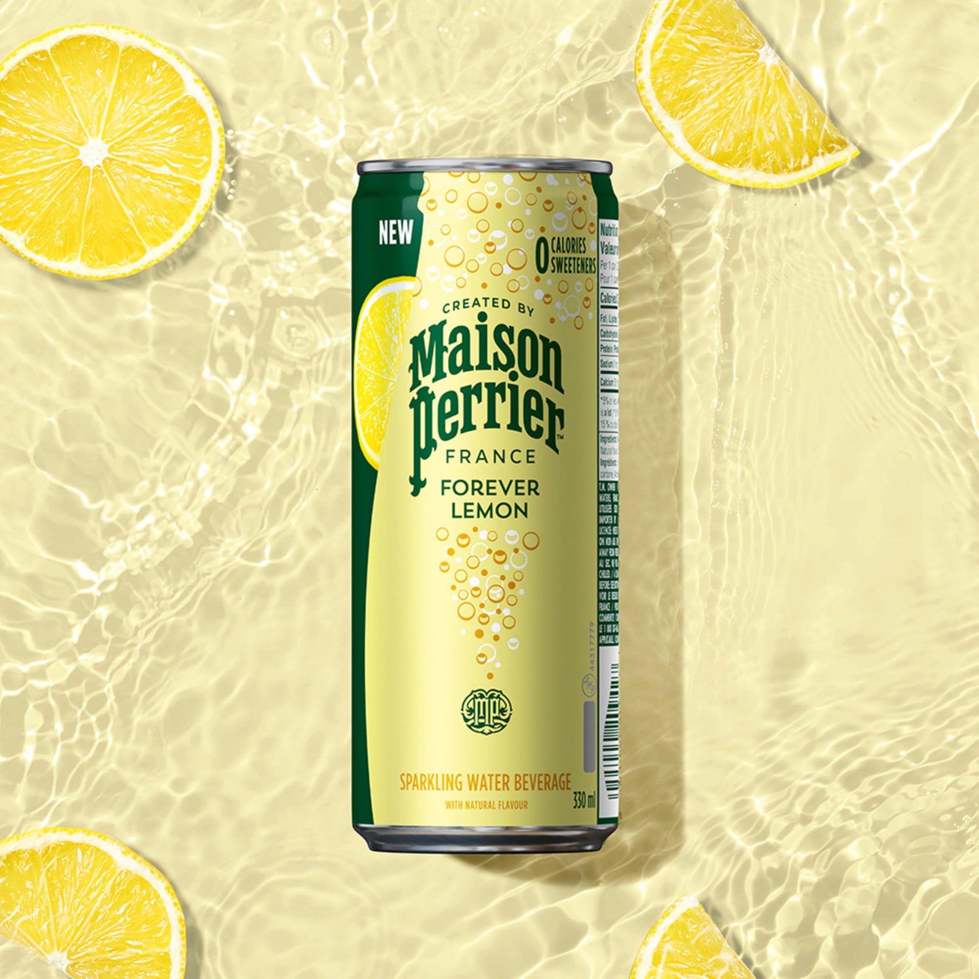 Maison Perrier Forever Lemon Sparkling Water – 24 Pack of 330ml Cans