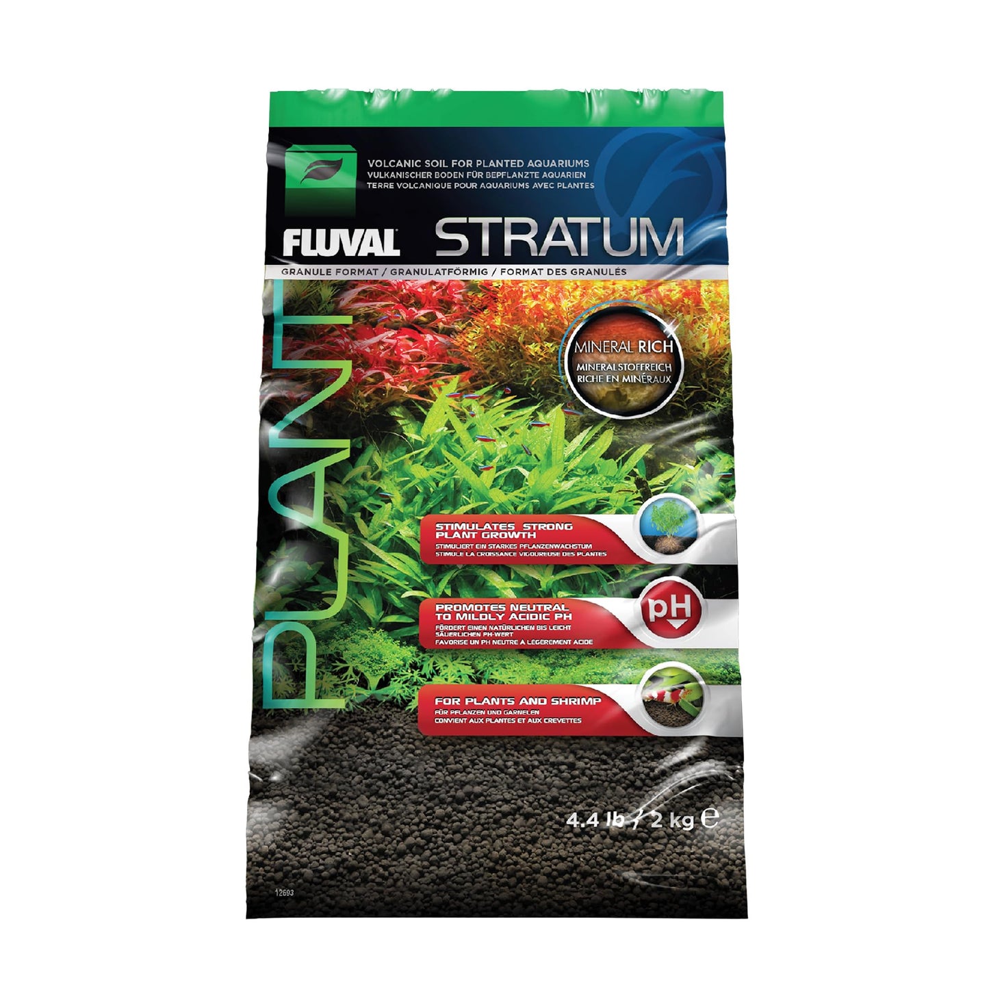 Fluval 12693 Plant and Shrimp Stratum, 4.4-Pound, Black, 2 kg (Pack of 1) Fluval