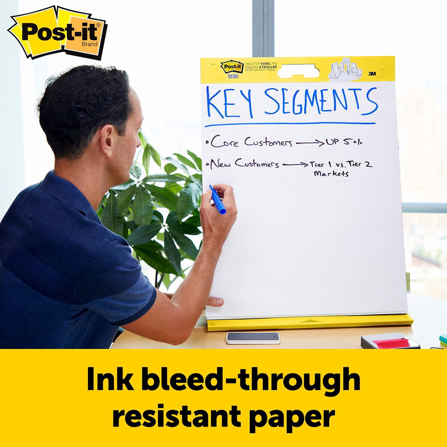 Post-it Super Sticky Tabletop Easel Pad, Great for Virtual Teachers and Students, 20 x 23 Inches, 20 Sheets/Pad, 1 Pad (563R), Portable White Premium Self Stick Flip Chart Paper, Built-in Easel Stand Post-It