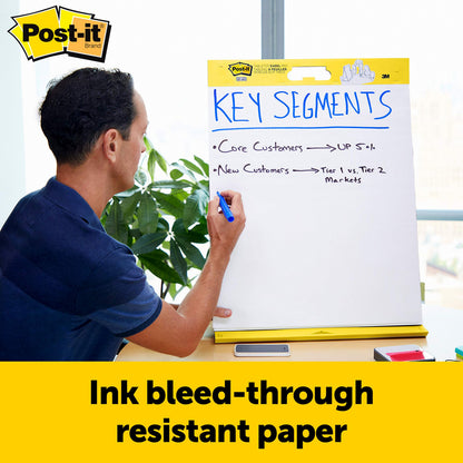 Post-it Super Sticky Tabletop Easel Pad, Great for Virtual Teachers and Students, 20 x 23 Inches, 20 Sheets/Pad, 1 Pad (563R), Portable White Premium Self Stick Flip Chart Paper, Built-in Easel Stand Post-It