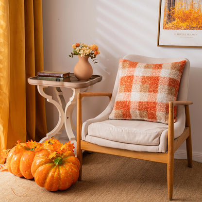 AQOTHES Plaid Fall Throw Pillow Covers Orange 18x18 Inch Set of 2 🍁 All In One Marketplace Canada
