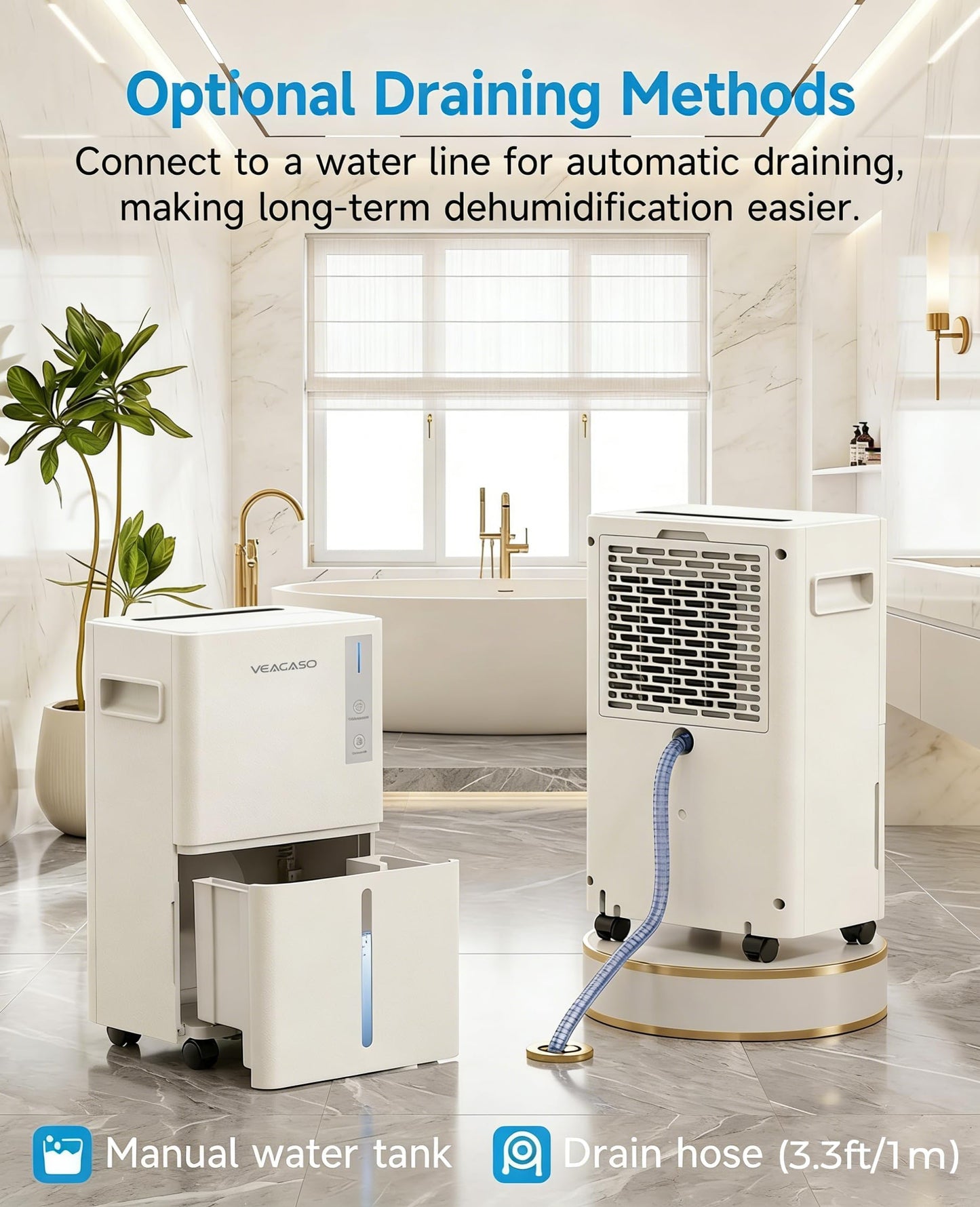 VEAGASO 1500 Sq.Ft Dehumidifier, 21 Pints Dehumidifiers for Basemens with Drain Hose & Humidity Control, Quiet Operation Dehumidifiers for Home, RV, Bathroom, Bedroom - 3 Modes & 24H Timer - Available at All In One Marketplace Canada