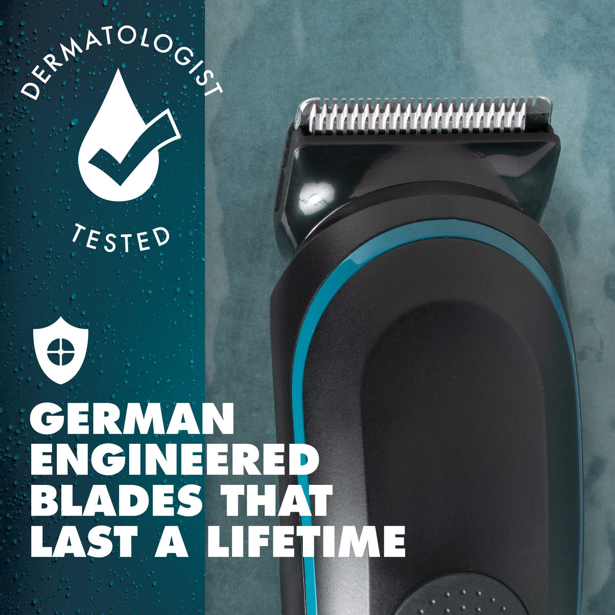 Gillette Intimate Men's Pubic Trimmer, 100% Waterproof for Wet & Dry Use with German-engineered Lifetime Sharp Blades, 100-minute Runtime from a Single Charge
