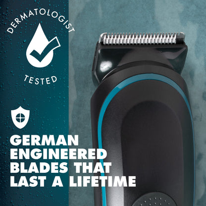 Gillette Intimate Men's Pubic Trimmer, 100% Waterproof for Wet & Dry Use with German-engineered Lifetime Sharp Blades, 100-minute Runtime from a Single Charge