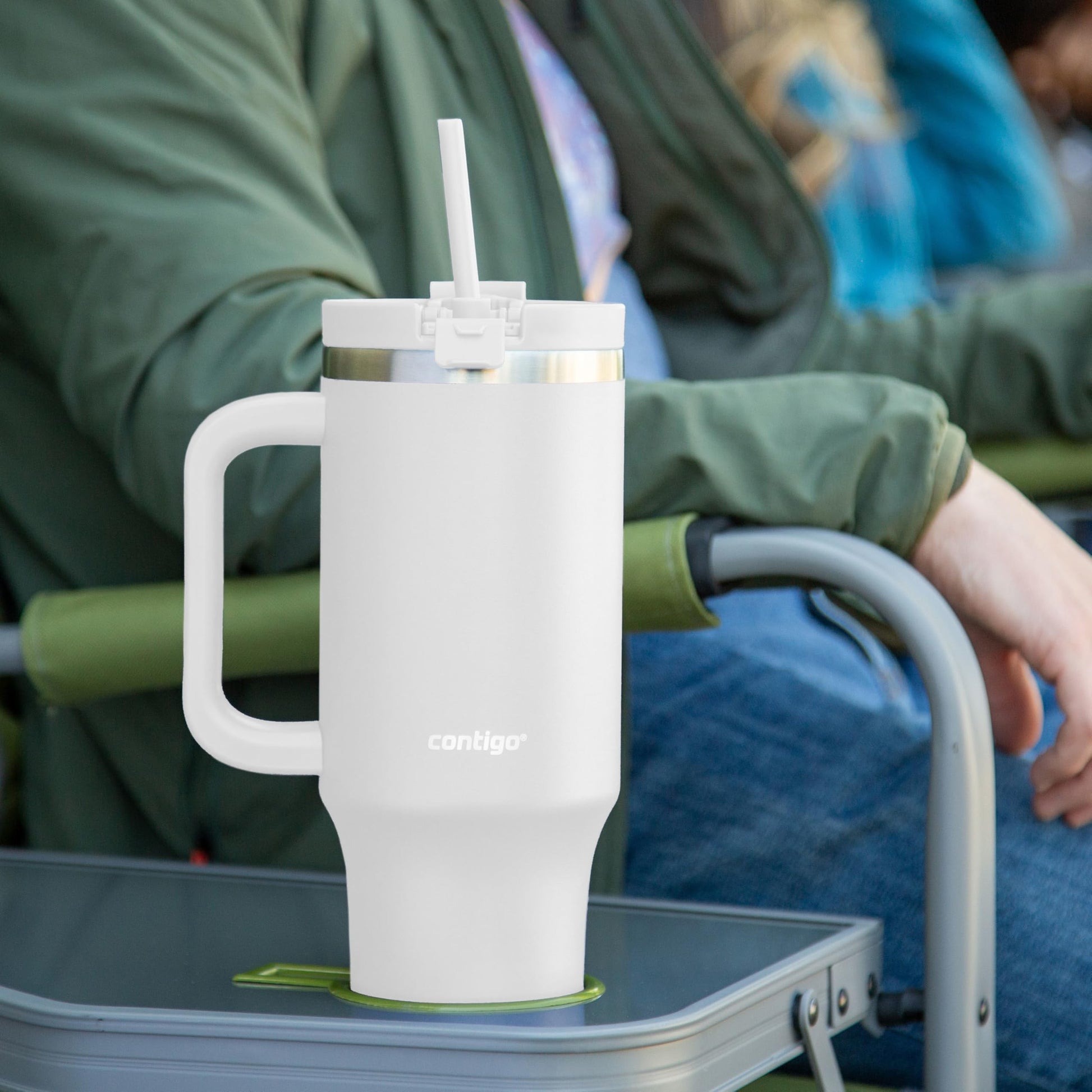 Contigo Streeterville Tumbler, 40 oz (1.18 L), Insulated Stainless Steel Water Bottle with Straw and Leak-Proof Lid, Salt Contigo