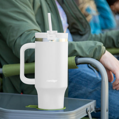 Contigo Streeterville Tumbler, 40 oz (1.18 L), Insulated Stainless Steel Water Bottle with Straw and Leak-Proof Lid, Salt Contigo