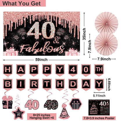 40th Birthday Decorations for Women, 32PCS 40th Birthday Party Decorations 🍁 All In One Marketplace Canada