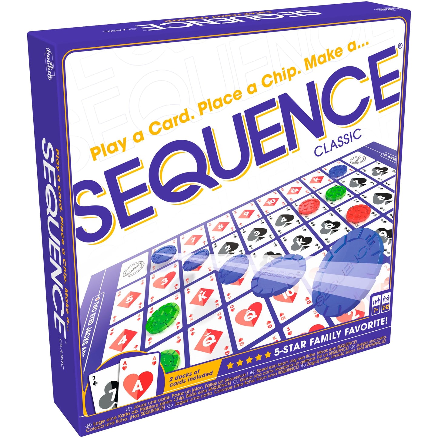 Jax Sequence - Original Sequence Game with Folding Board, Cards and Chips, 10.3" X 8.1" X 2.31"