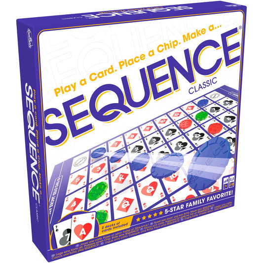 Jax Sequence - Original Sequence Game with Folding Board, Cards and Chips, 10.3" X 8.1" X 2.31"