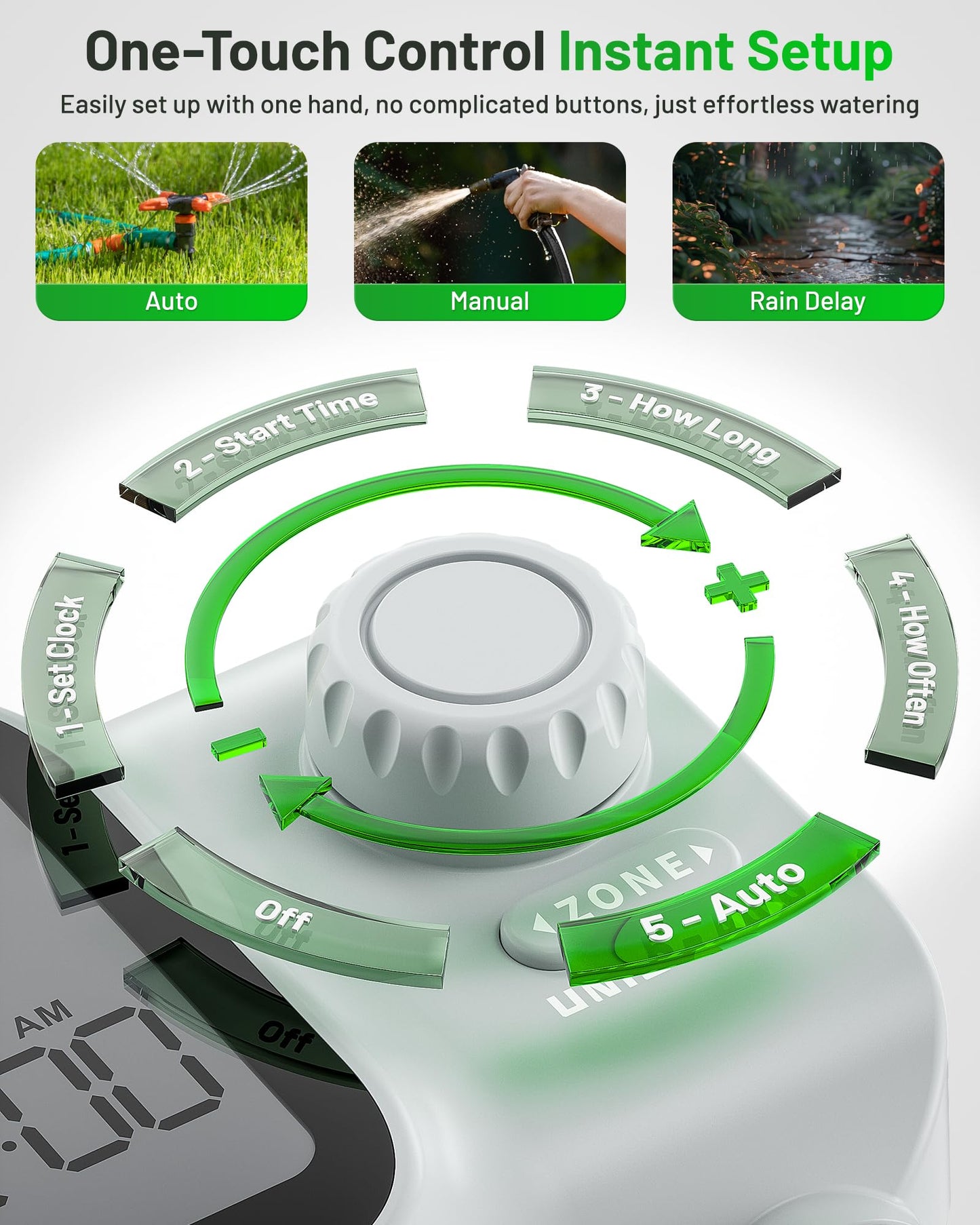 2027 New Upgrade Sprinkler Timer 2 Zone with Brass Inlet, Unistyle Water Timer for Garden Hose with Rain Delay and Manual Water/Automatic Irrigation, Hose Timers for Yard and Lawn Patio - Available at All In One Marketplace Canada