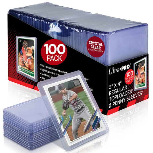 Ultra PRO 3" x 4" Clear Regular Toploaders and Soft Sleeves Bundle (100ct) for Standard Size Cards