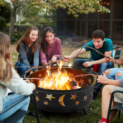 Yaheetech 30in Fire Pits with Poker & Spark Screen Deep Large Fire Bowl Yaheetech