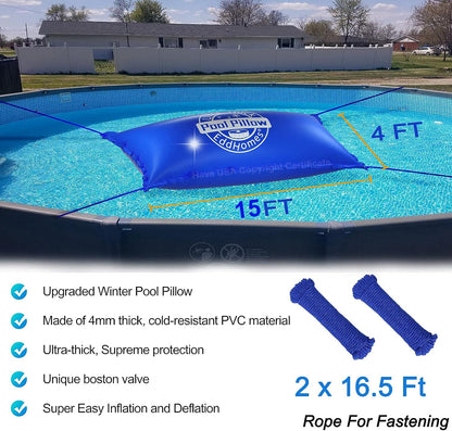 4x15ft Pool Pillow for Above Ground Pools, 0.5mm Extra Thick & Strong Cold-Resistant Pool Pillows for Closing Winter 4x15', Pool Pillow for Winterizing to Last All Season(Durable/with 31ft Rope) 🍁 All In One Marketplace Canada