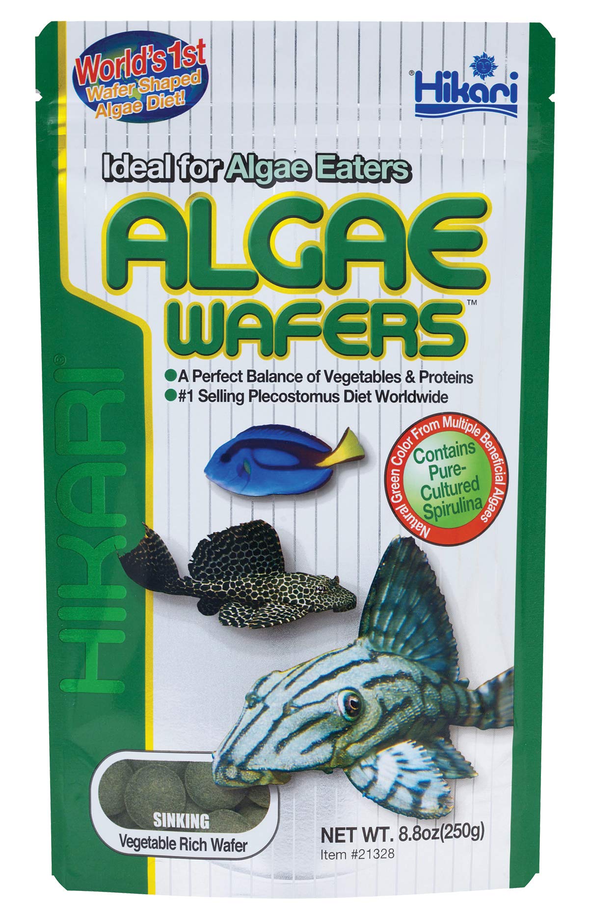 Hikari Tropical Algae Wafers Fish Food for Plecostomus & Algae Eaters, 8.8 oz (250g) Hikari