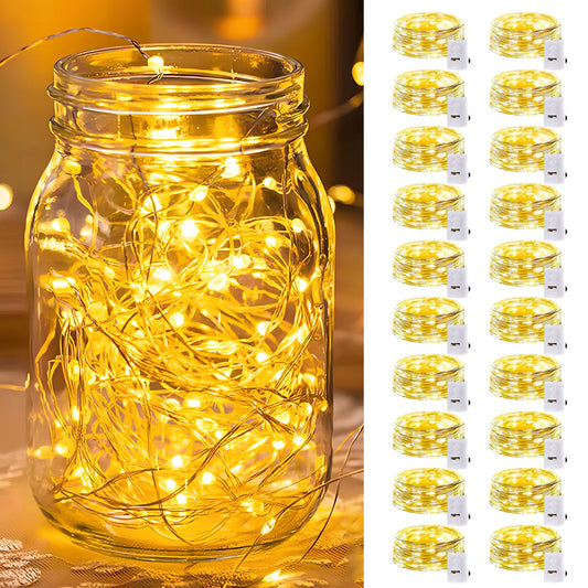 20 Pack LED Fairy Lights Battery Operated,3 Features 7FT 20 LED Waterproof Mini Twinkle String Lights for Wedding Mason Jars Party Christmas Decorations(Warm White) 🍁 All In One Marketplace Canada