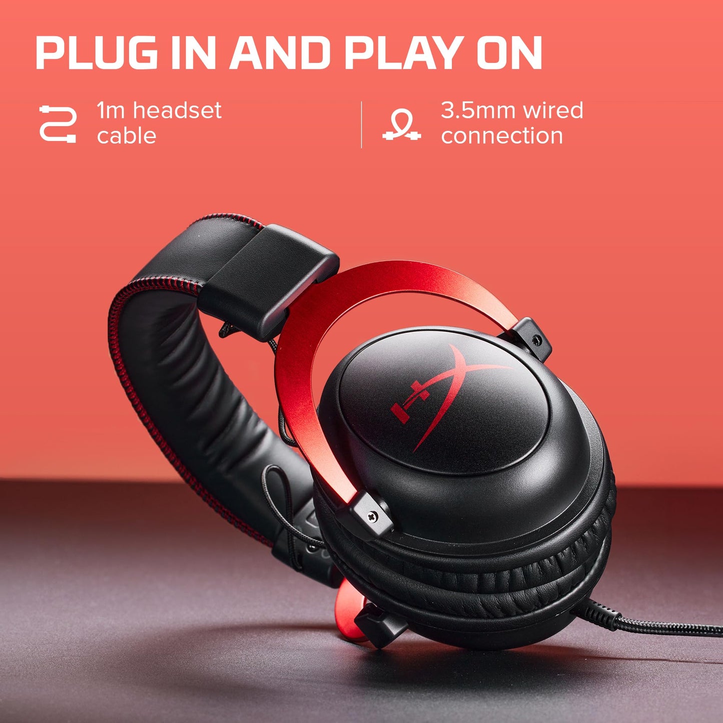 HyperX Cloud II - Casque de jeu, son surround 7.1, coussinets d'oreille en mousse à mémoire de forme, cadre en aluminium durable, microphone détachable, compatible avec PC, PS5, PS4, Xbox Series X|S, Xbox One – Rouge