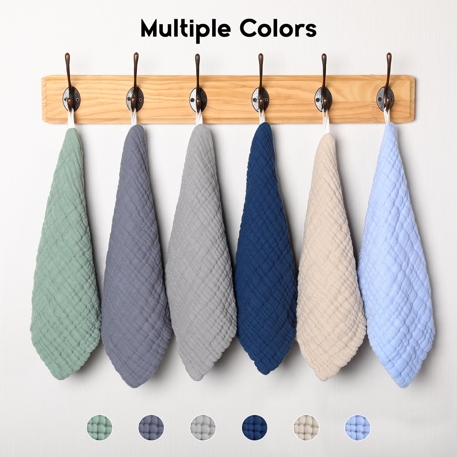 Unnivoll Muslin Burp Cloths Baby 12''X12'',Baby Washcloths 6 Pack, 100% Cotton Baby Wash Cloths Absorbent and Soft for Newborn Infants Kids Boys Girls Multicolor