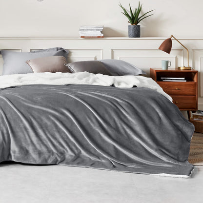 Bedsure Reversible Queen Sherpa Blanket for Bed, Grey, 90x90 Inch 🍁 All In One Marketplace Canada