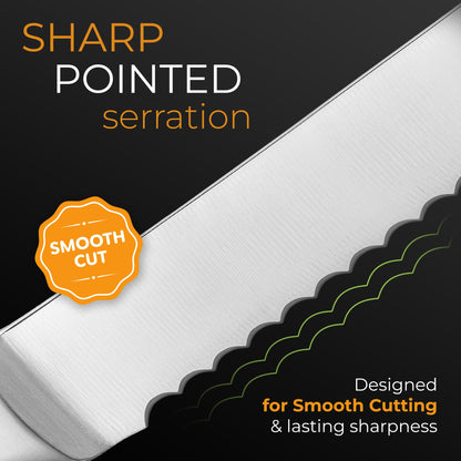 Orblue Serrated Bread Knife with Upgraded Stainless Steel Razor Sharp Wavy Edge Width - Bread Cutter Ideal for Slicing Homemade Bread, Bagels, Cake (8-Inch Blade with 5-Inch Handle) 🍁 All In One Marketplace Canada
