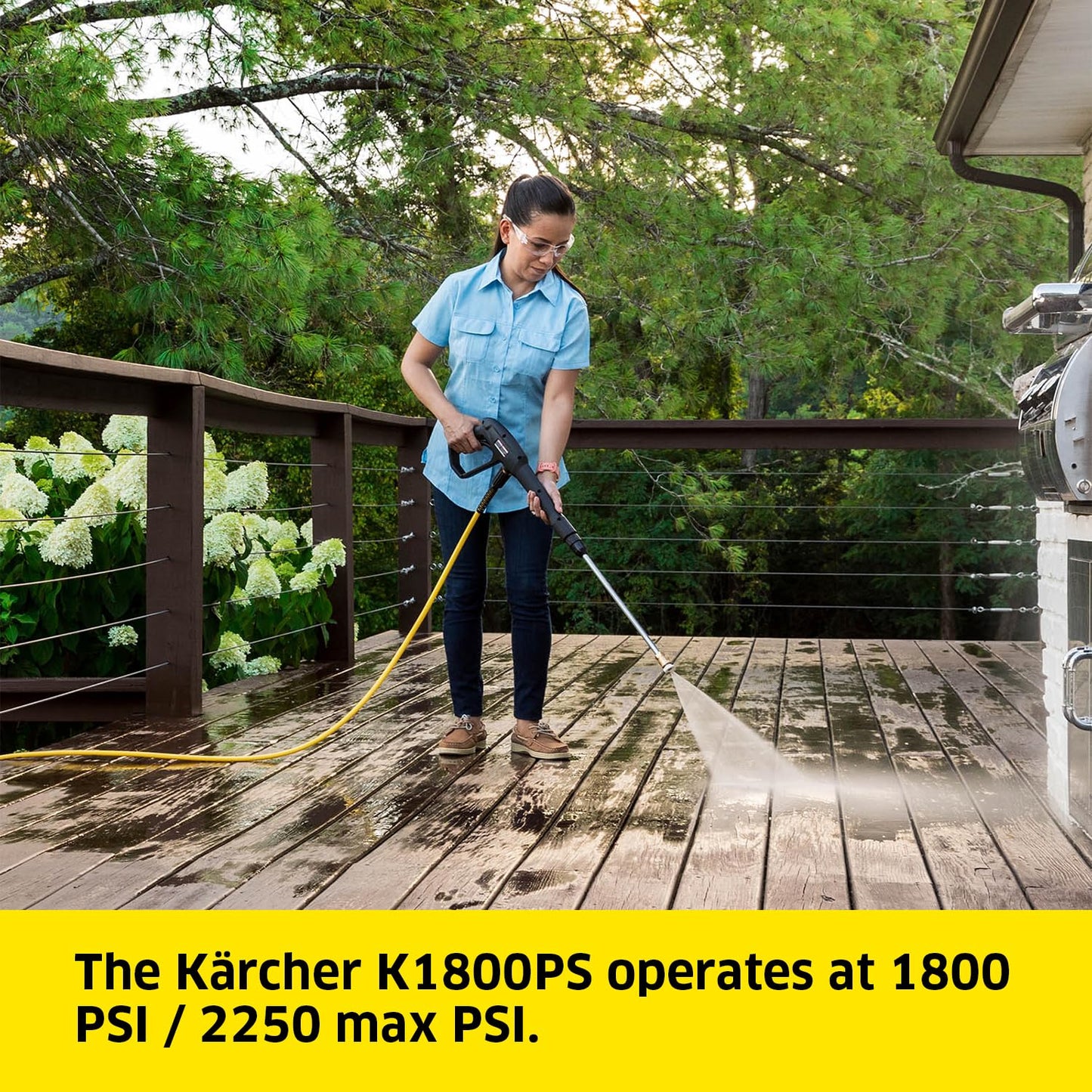 Kärcher K1800PS Max 2250 PSI Electric Pressure Washer with 3 Spray Nozzles - Great for Cleaning Cars, Siding, Driveways, Fencing and More - 1.2 GPM KÄRCHER