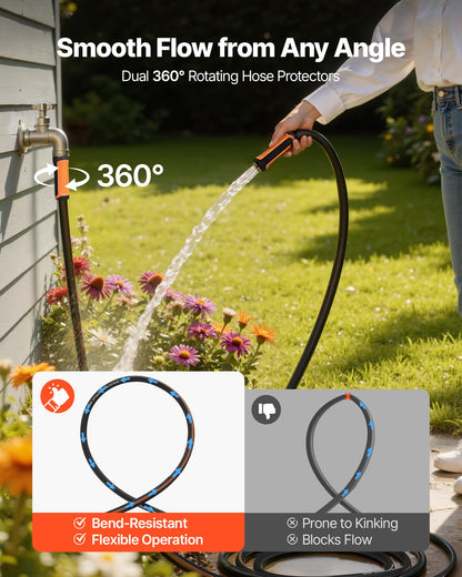 VEVOR Garden Hose, 100 ft 5/8" Heavy Duty 4-Layer Rubber Water Hose, 150PSI Working & 600PSI Burst, Flexible & Non-Kink Outdoor Waterhose with 3/4" Fitting, Lightweight Hoses for Gardening Cleaning 🍁 All In One Marketplace Canada