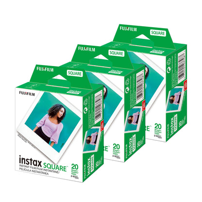 Fujifilm Instax Square Film, White Multi-Pack (Pack of 3, 60 Shots Total)