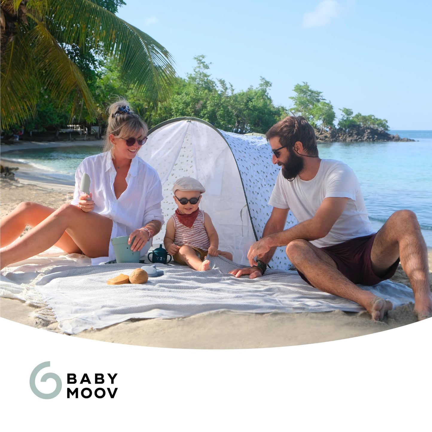 Babymoov Anti-UV Baby & Toddler Beach Tent, Pop-Up Sun Shade Shelter with UPF 50+ Protection, Portable Outdoor Canopy, Ventilated Shade, Floor Mat & Carry Bag, Provence Babymoov
