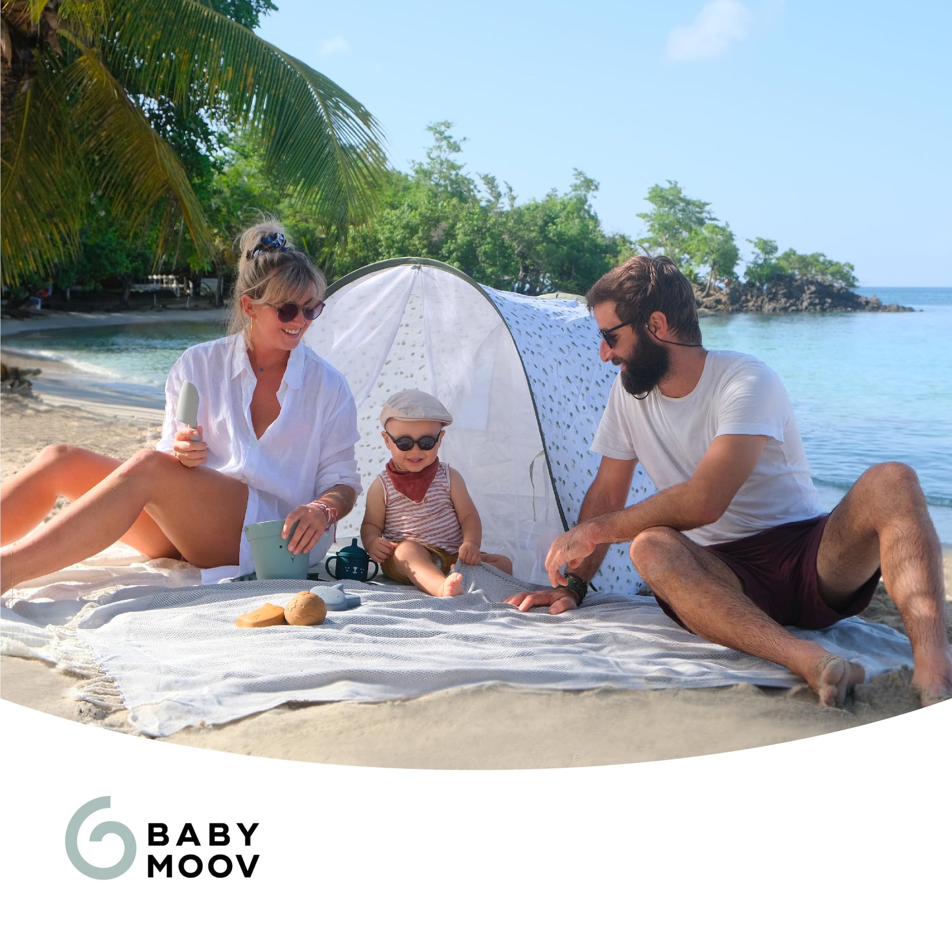 Babymoov Anti-UV Baby & Toddler Beach Tent, Pop-Up Sun Shade Shelter with UPF 50+ Protection, Portable Outdoor Canopy, Ventilated Shade, Floor Mat & Carry Bag, Provence Babymoov