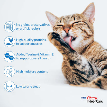 INABA Churu Indoor Care Cat Treats Lickable Tubes, Tuna, 24ct