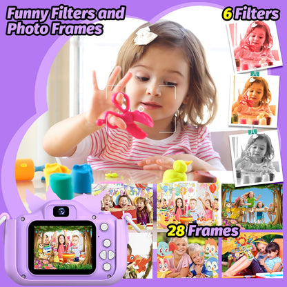 Upgrade Kids Camera for Boys Girls, Toddler Digital Selfie Camera with Cute Protective Cover and SD Card, Christmas Birthday Gifts Toys for 3 4 5 6 7 8 9 10 11 12 Years Old Little Girls and Boys 🍁 All In One Marketplace Canada