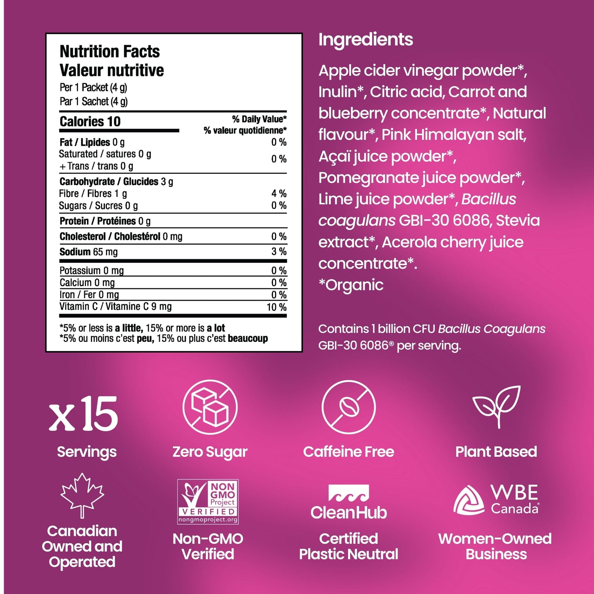 Blume SuperBelly Gut Health + Hydration, Daily Sugar Free Probiotics, Inulin Fiber, and Hydrating Minerals Powder Packets for Digestion Support - Açai Pomegranate, 15 Sticks
