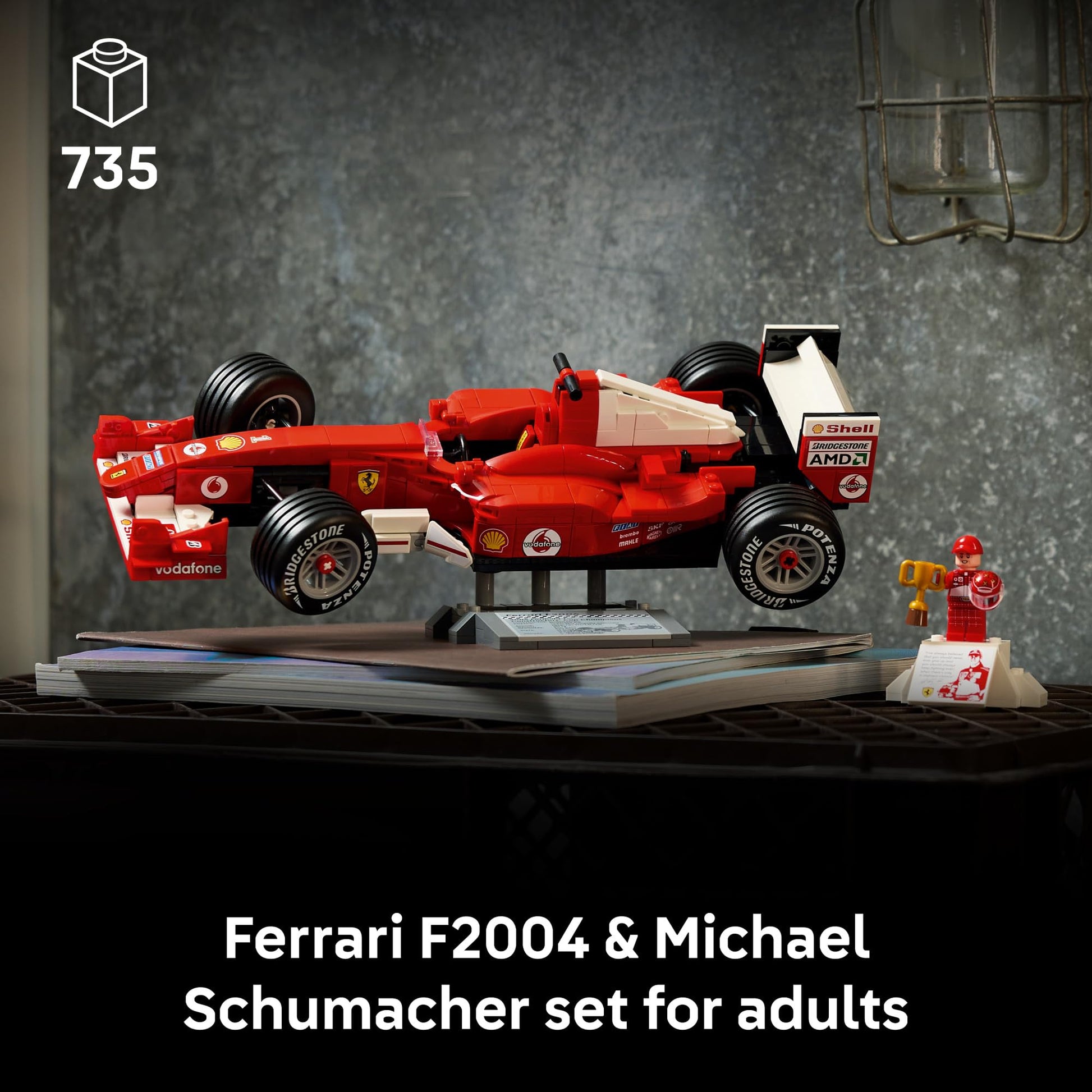 LEGO Icons Ferrari F2004 & Michael Schumacher Building Set for Adults, Ages 18+ - Ferrari F1 Bedroom, Home Office, Desk Decor - Gift Ideas for Men, Women & Fans - 11375 - Available at All In One Marketplace Canada