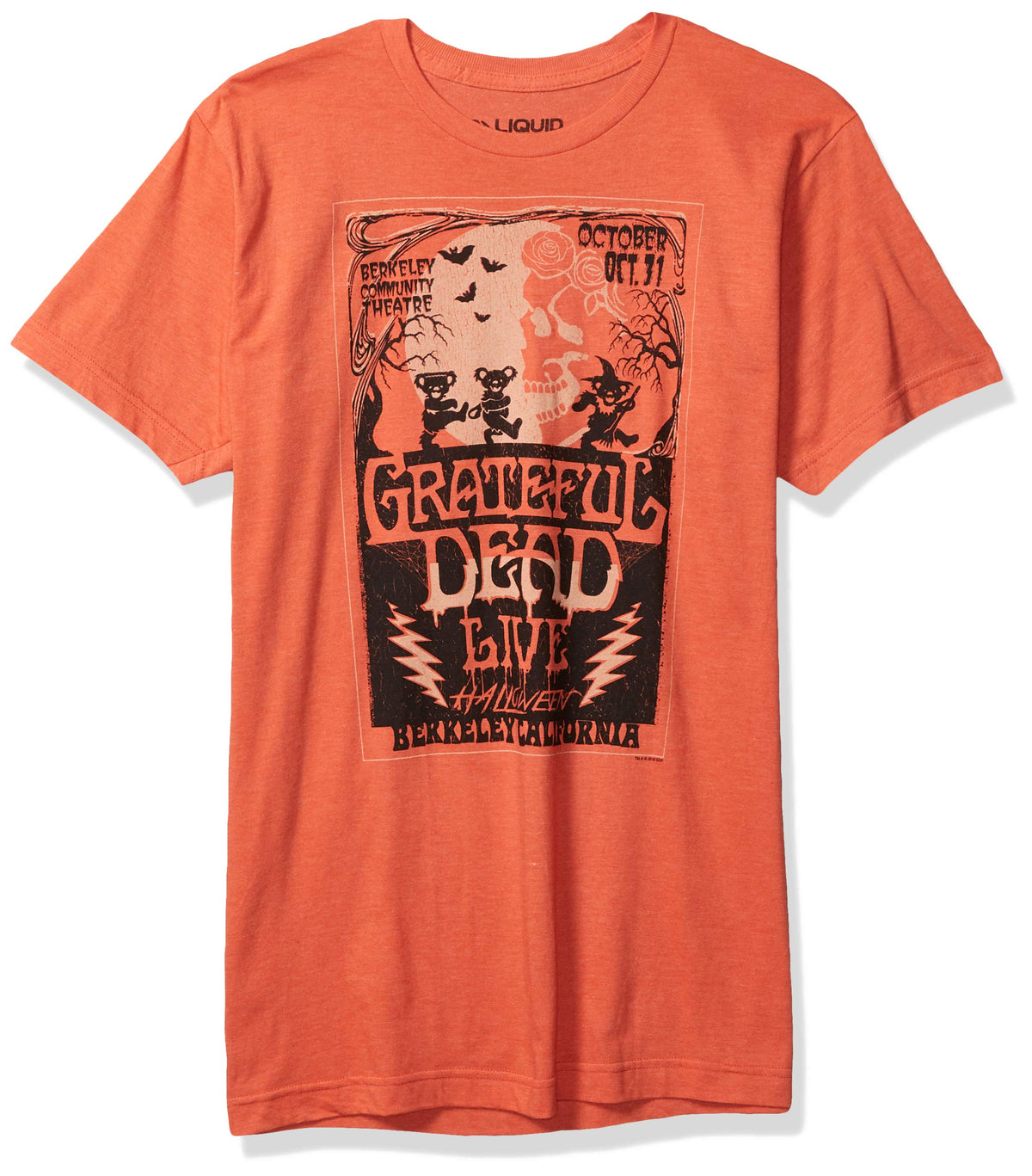 T-shirt unisexe pour adulte Liquid Blue Grateful Dead Berkeley Moon Live Halloween, Orange, Large US