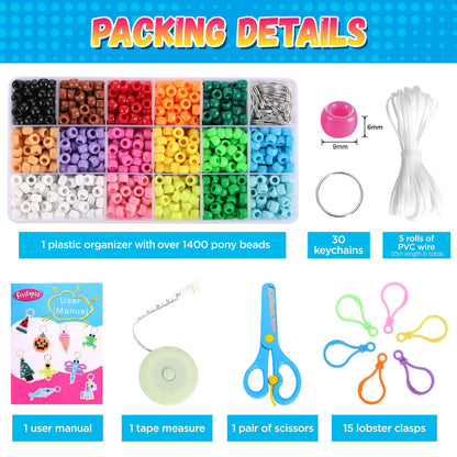 Funtopia Pony Beads, Create Your Own Bead Pets, Colorful Kandi Beads for Bracelets, Big Bead for Hair Braiding, DIY Jewelry and Crafts for Kids, Beginners and Adults (1500 Bead Kit, 30 Designs) - Available at All In One Marketplace Canada