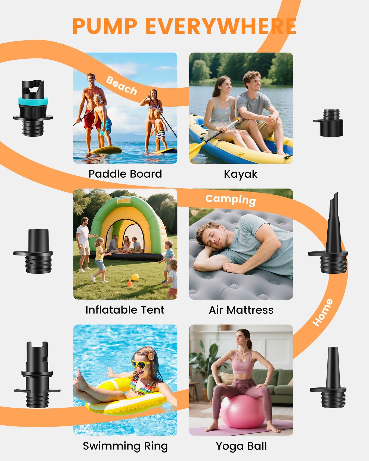 Dual Power Electric Paddle Board Pump, Rechargeable & 12V DC Portable SUP Air Pump, 20 PSI, 13,500mAh Battery, Dual Stage Inflation & Deflation, Auto-Off for Paddle Boards, Kayaks, Tents & Inflatables - Available at All In One Marketplace Canada