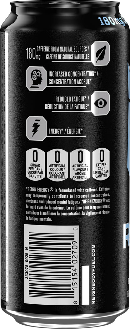 Reign Energy, White Haze, 473mL (12 Pack) - Zero Sugar Energy Drink with BCAAs and Electrolytes
