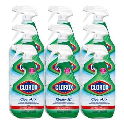 Clorox Clean-Up Disinfecting Bleach Cleaner Spray, Original Scent, 946 mL, Multi-Pack of 9