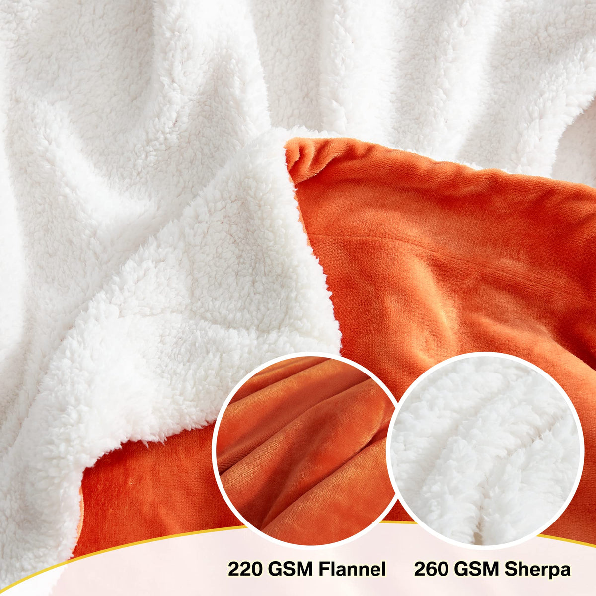 Couverture Sherpa NICETOWN pour enfants, rentrée scolaire, épaisse, ultra douce, chaude et confortable, double face, polaire légère, peluche, ultra douillette et duveteuse, pour bébé/canapé/lit, taille une personne 152 cm x 203 cm, orange