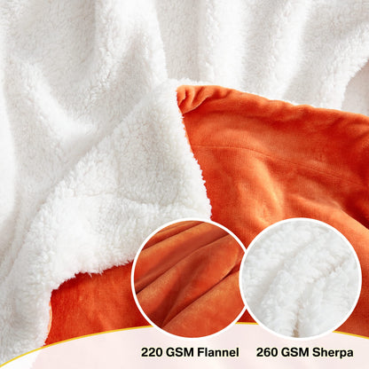 Couverture Sherpa NICETOWN pour enfants, rentrée scolaire, épaisse, ultra douce, chaude et confortable, double face, polaire légère, peluche, ultra douillette et duveteuse, pour bébé/canapé/lit, taille une personne 152 cm x 203 cm, orange