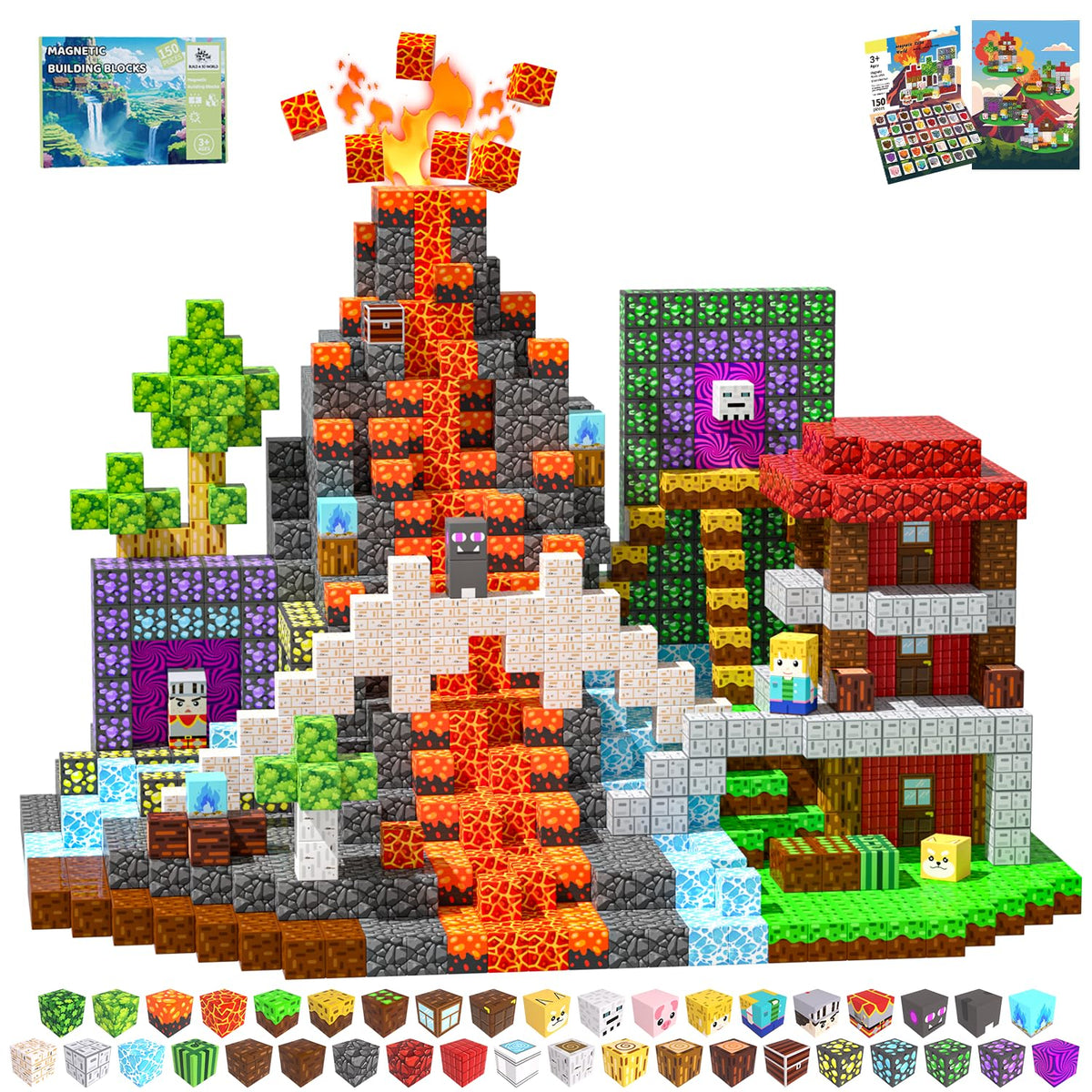 SSAWER Magnetic Blocks, 150PCS Toys Building Blocks Cubes Gifts for Kids 🍁 All In One Marketplace Canada