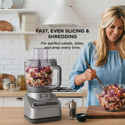 Ninja Professional Plus Food Processor 850-Watts With Auto-iQ Preset Programs Chop Puree Dough Slice Shred With a 9-Cup Capacity and a Silver Stainless Finish (BN600C) - Canadian Version