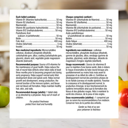 Webber Naturals Vitamin B50 Complex, Timed Release, 220 Tablets, Supports Energy Production and Metabolism, Vegan - Available at All In One Marketplace Canada