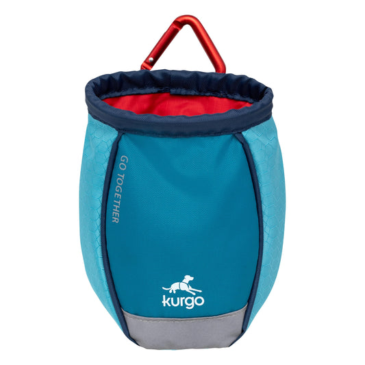 Kurgo Dog Training Treat Pouch Bag, Treat Bags for Dogs, Portable Pet Pocket Waist Clip Bag, Reflective Snack Bag for Pets, Includes Clip and Carabiner, Go Stuff-it Bag, Coastal Blue Kurgo