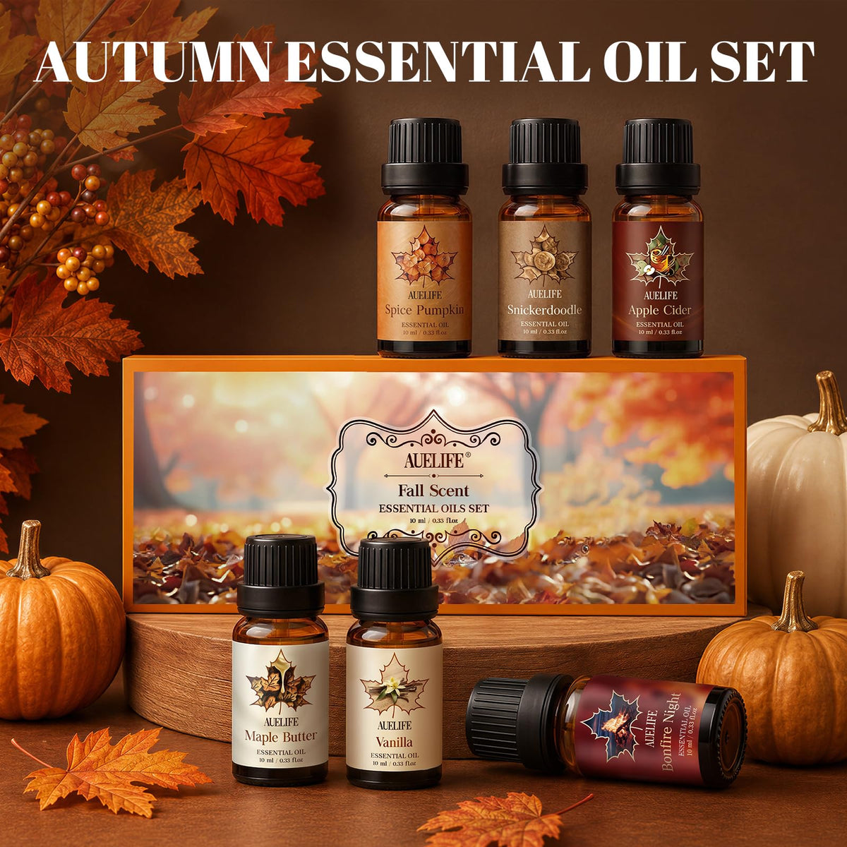 Auelife Fall Essential Oils Set for Diffusers for Home, 6x10ml Fall Scents 🍁 All In One Marketplace Canada